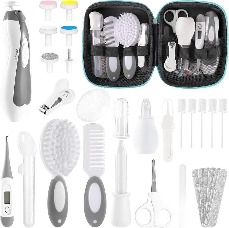 POPYJAN Baby Healthcare and Grooming Kit for Newborn Kids, 31PCS Upgraded Safety Baby Care Kit, Newborn Nursery Health Care Set, Baby Care Products （Grey White) - Image 1